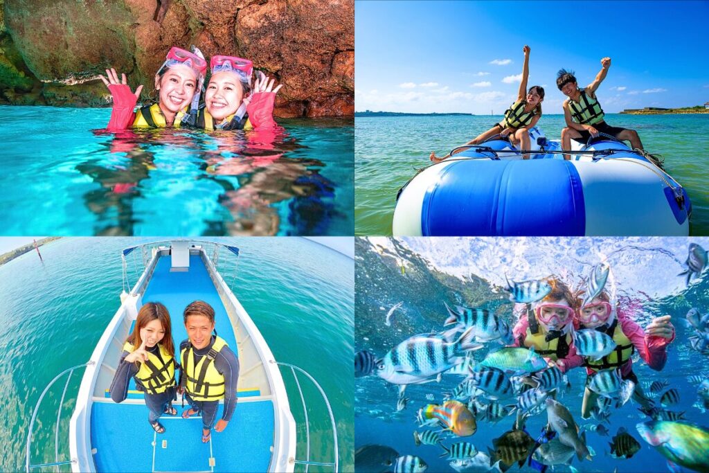 【沖縄本島】専用ボートで行く青の洞窟シュノーケル&バナナボートセット