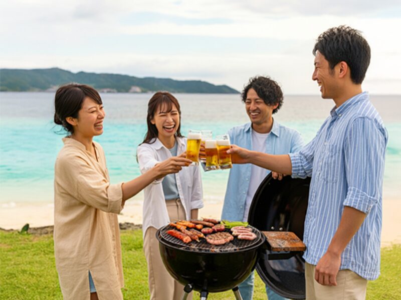 オプション追加でBBQ！沖縄のビーチでおなかも満たせる